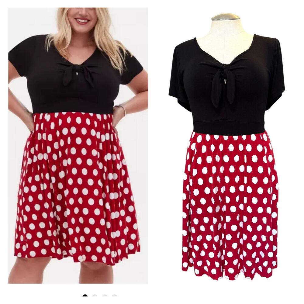 Torrid Plus Size 1 Disney Minnie Mouse Cosplay Costume Polka Dot Dress Halloween
